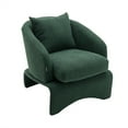 thumbnail image 4 of Accent Chair, Upholstered Leisure Barrel Chair with Curved Back, Modern Single Sofa Chair with Removable Cushion, Club Armchair Reading Chair with Wooden Frame for Living Room Bedroom, Emerald, 4 of 7