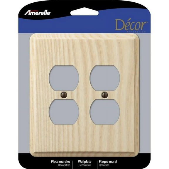 1 Pc, Amerelle Contemporary Unfinished Beige 2 Gang Ash Wood Duplex Wall Plate 1 Pk