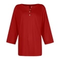 thumbnail image 4 of NinXxx Women's Basic Button Down Round Neck Soft Breathable Everyday Top Red XL, 4 of 5