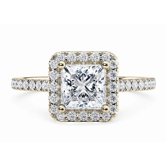 1.5 CT Lab Grown Princess Cut Diamond Ring for Women in 10K Yellow Gold