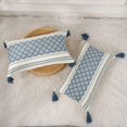 thumbnail image 3 of Lumbar Pillow Covers with BohoTassels Set of 2 Decorative Small Rectangle Grey Accent Cushion Covers for Indoor Outdoor Patio Couch Sofa/Pillow Cases 12x20 inch, 3 of 7