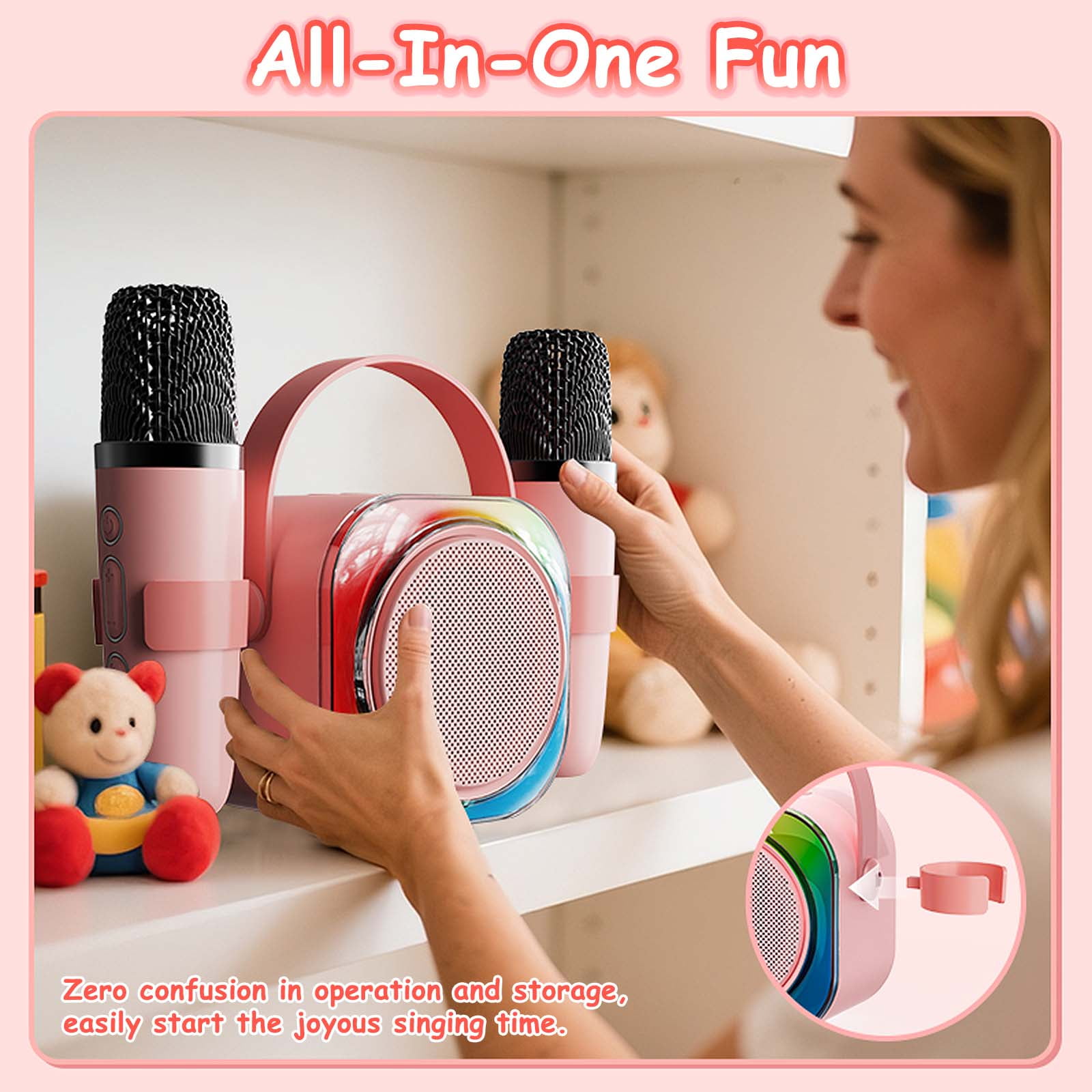 Ueasy Portable Karaoke Bluetooth Speaker - Thanksgiving & Christmas Gift, Wireless Microphone with Recording & Multi-Modes