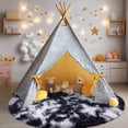 thumbnail image 2 of SARAG 4x4ft Round Rug for Bedroom,Furry Carpet for Children Kids Room,Cute Soft Shaggy Area Rug for Girls,Tie-dye Black and White, 2 of 8