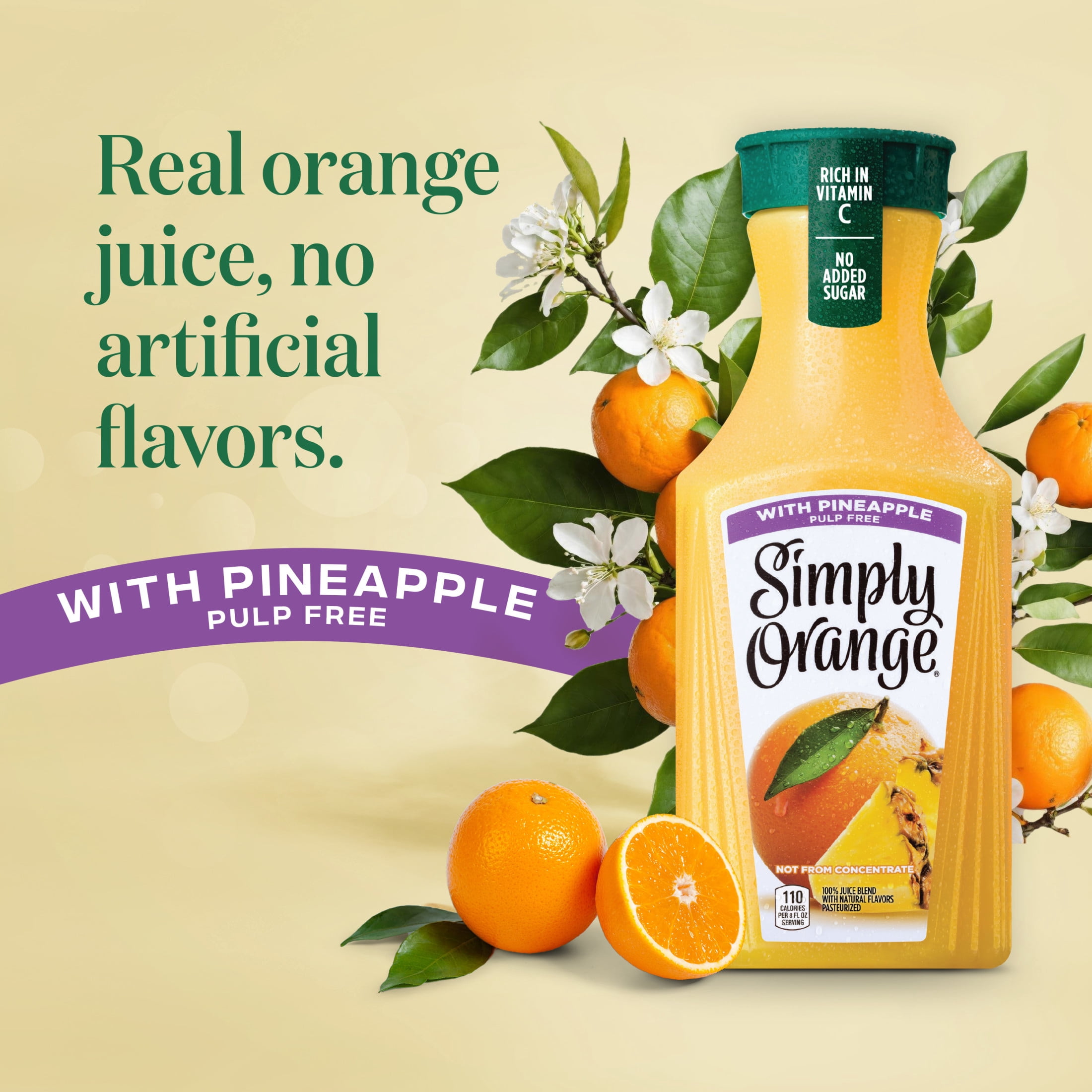 Simply Orange with Pineapple Juice Drink Bottle, 52 fl oz