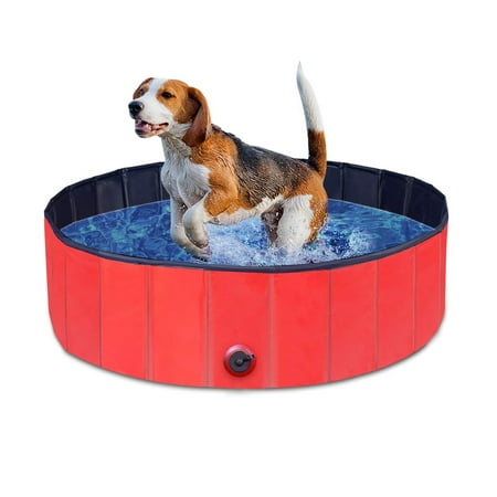 Foldable Pet Swimming Pool, Portable Collapsible Dog Bathing Tub, Round PVC Leakproof Water Pool, Indoor Outdoor Playing Wash Pond for Puppy, Dogs, Cats (Best Way To Wash A Puppy)