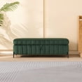 thumbnail image 2 of NEW 49.21" Wide Upholstered Velvet Storage Soft Bench Footstool Ottoman End of Bed with Metal Legs, Foot Rest for Living Room, Entryway and Bedroom. Green, 2 of 8