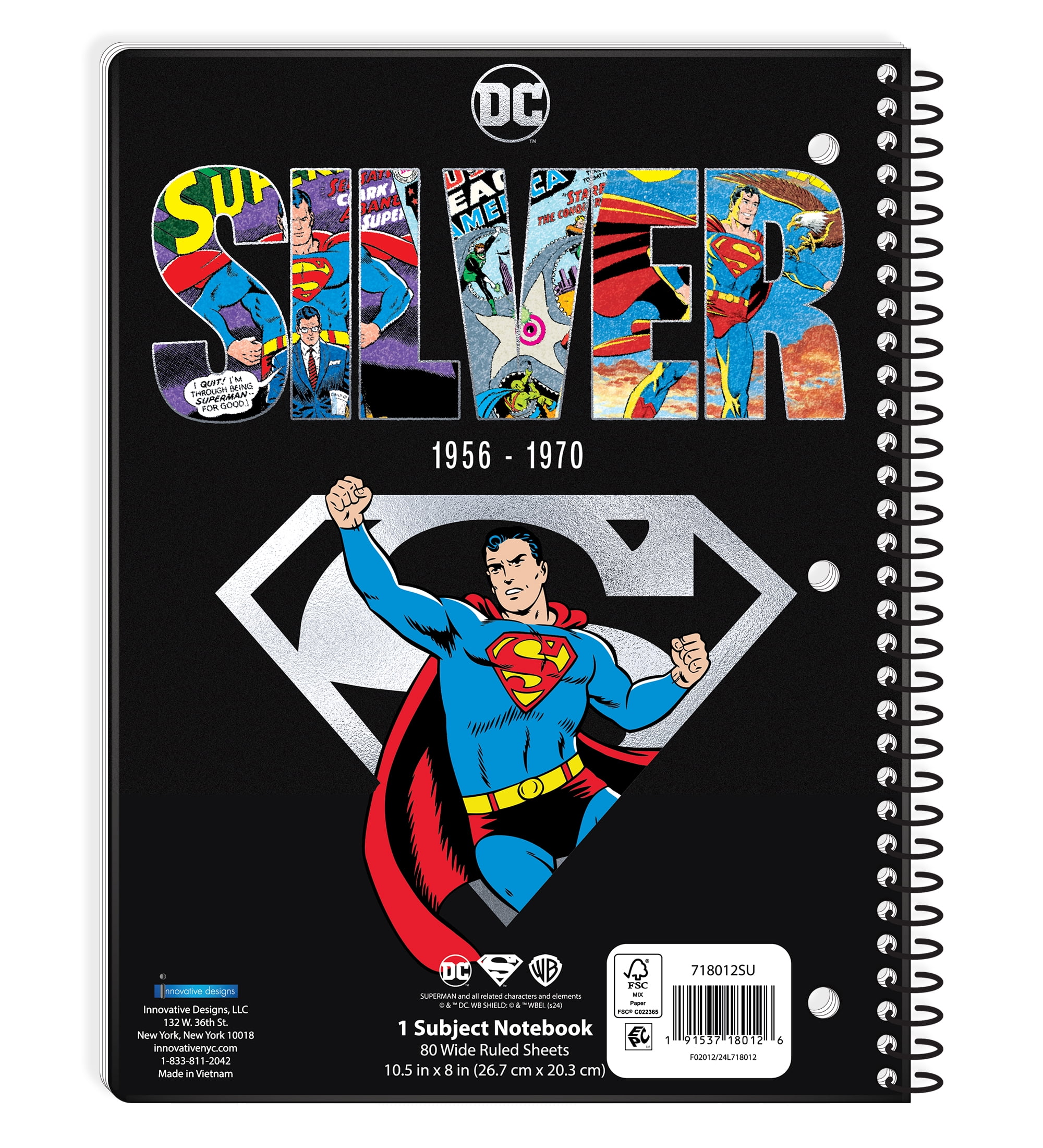 Superman 1-Subject Spiral Notebook, Wide Ruled, 80 Sheets, for Students