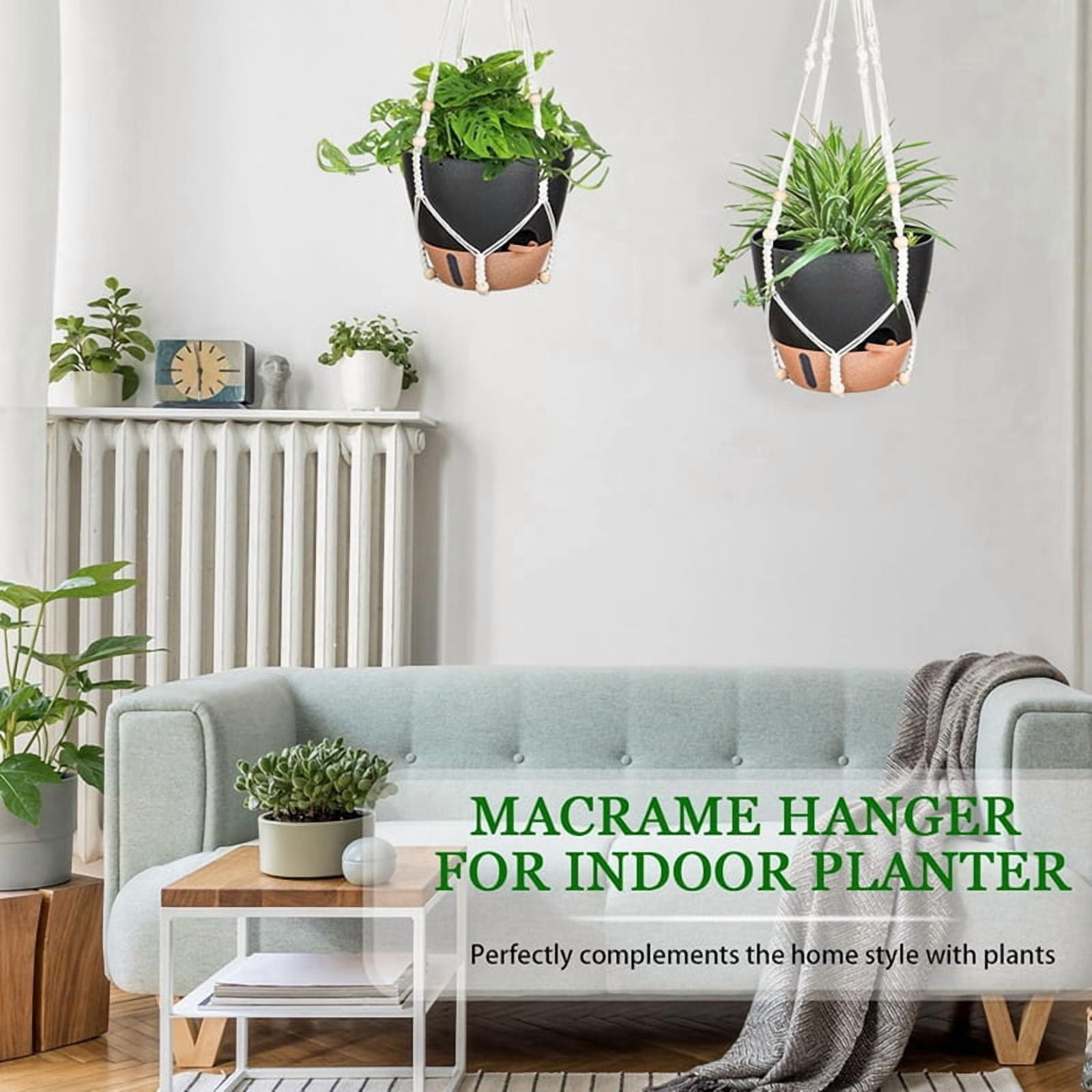 10 Inch Hanging Planter for Indoor Plants, 2 Pack Self Watering Hanging Baskets Flower Pots with Drainage Hole Black