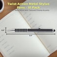 thumbnail image 5 of 10 Twist Action Metal Stylus Pens Pack - Two in One, Smooth, Black Ink - Black, 5 of 5