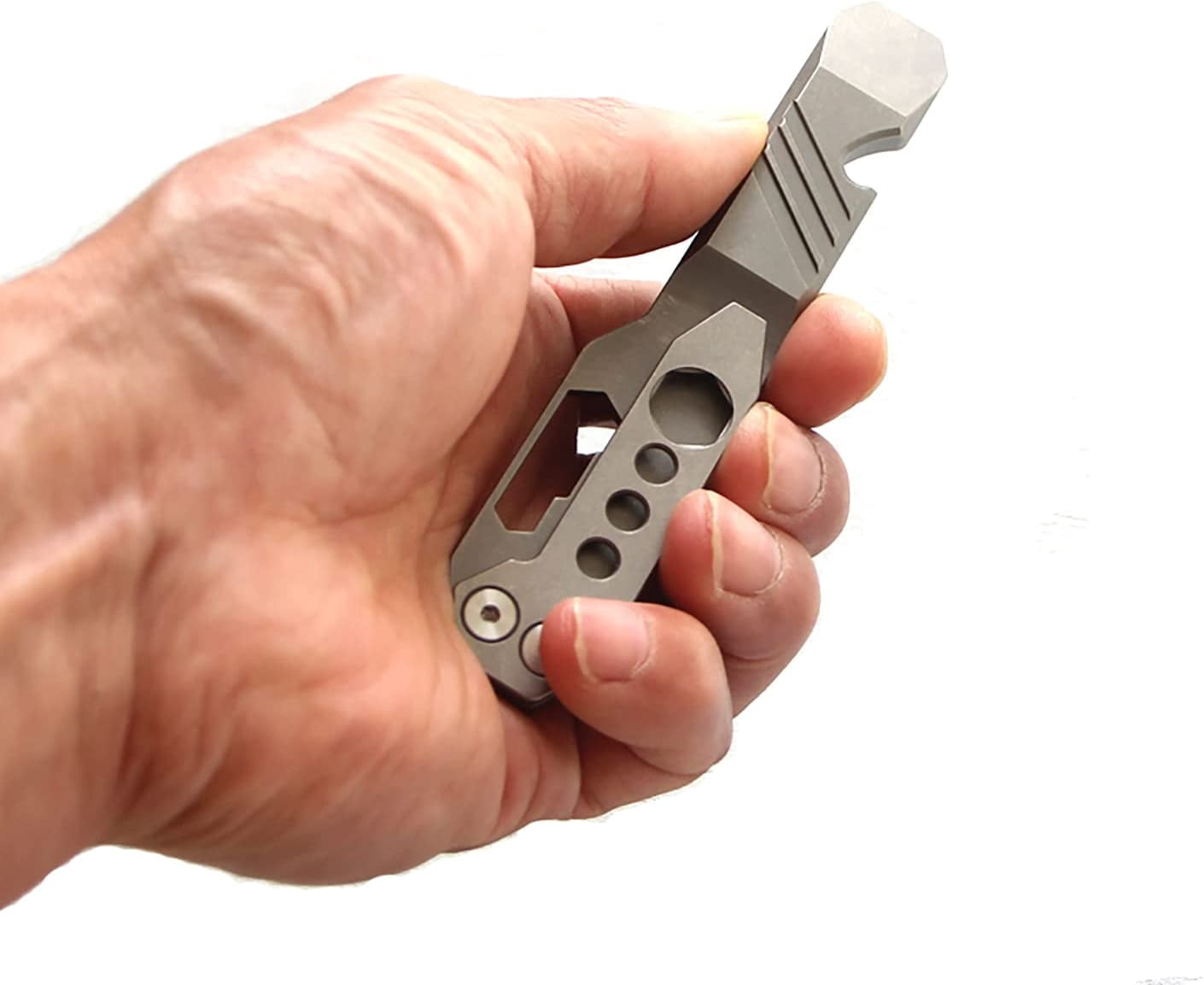 ABPETE Titanium Pry Bar Outdoor Prybar EDC Wrench Bottle Opener Multi-function tool with Pocket Clip