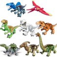 thumbnail image 2 of Juego de 8 piezas de dinosaurios jurásicos con bloqueo Tyrannosaurus Rex Spinosaurus Velociraptor Stegosaurus Bloques de construcción para niños, 2 of 4
