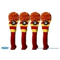 thumbnail image 1 of Majek #3, 4, 5, & 6 Hybrid Combo Pack Rescue Utility Red & Yellow Golf Headcover Knit Pom Pom Retro Classic Vintage Head Cover, 1 of 1