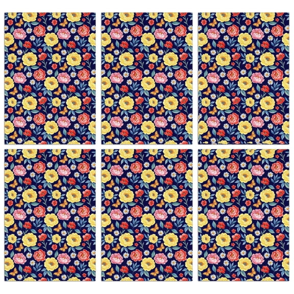 2 Pcs Pioneer Flower Floral Print Pattern Kitchen Towels, Funny Microfiber Dish Towel Set, 18" X 26" Tea Towels