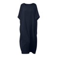 thumbnail image 5 of Linen Dress for Women 2026 - Short Sleeve Round Neck Summer Lounge Beach Vacation Flowy Maxi Dresses Sundress, 5 of 5