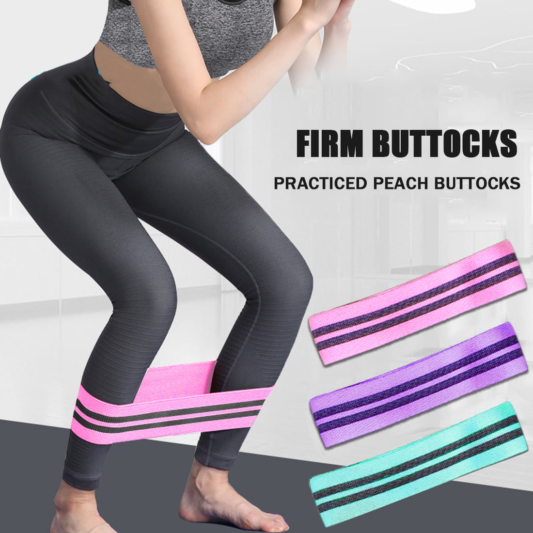 Resistance Bands Fabric Workout Bands Yoga Hip Booty Butt Exercise Loop Set 3PCS 