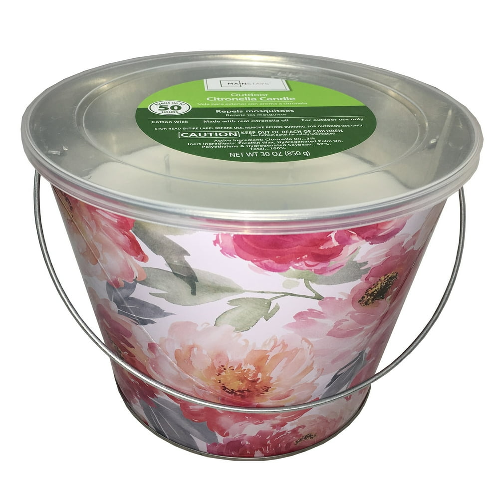 Mainstays Outdoor Citronella Bucket Candle, 30oz, Multiple Colors