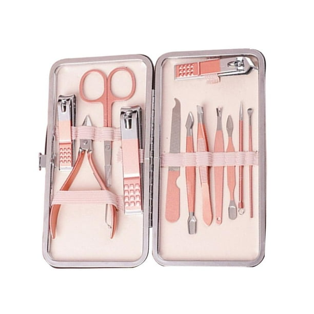 Kit cortaúñas de acero inoxidable, juego de cortadores de belleza, portátil, para viajes, fácil de usar. Conjunto de 12 piezas