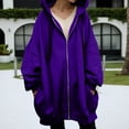 thumbnail image 2 of Wangmeiwg Women's Sweatshirts Women's Long Hooded Jacket Winter Warm Zip Up Coat Casual Streetwear Outerwear For Fall And Cold Weather Dark Purple XL, 2 of 6