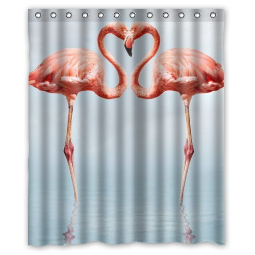 GreenDecor Flamingo Waterproof Shower Curtain Set with Hooks Bathroom