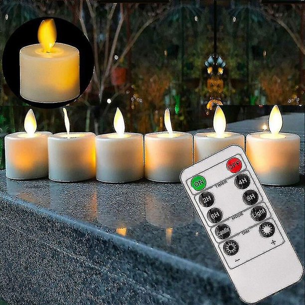 Paquete De 4 O 6 Velas Led Con Control Remoto, Temporizador Bailando Mecha Móvil Luces Votivas De Té De Pascua Con Pilas Compatibles Con La Pared De La Boda