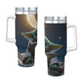 thumbnail image 3 of Large Capacity Ice Bully with Handle, Baby Yoda Stainless Steel Mug Coffee Cup Thermal Travel 40oz, 3 of 8