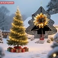 thumbnail image 4 of Metal Hanging Christmas Tree Wind Decorations - Elegant Black Outline with Concentric White Lines & Golden Flower Bow for Garden Spinners, 4 of 7