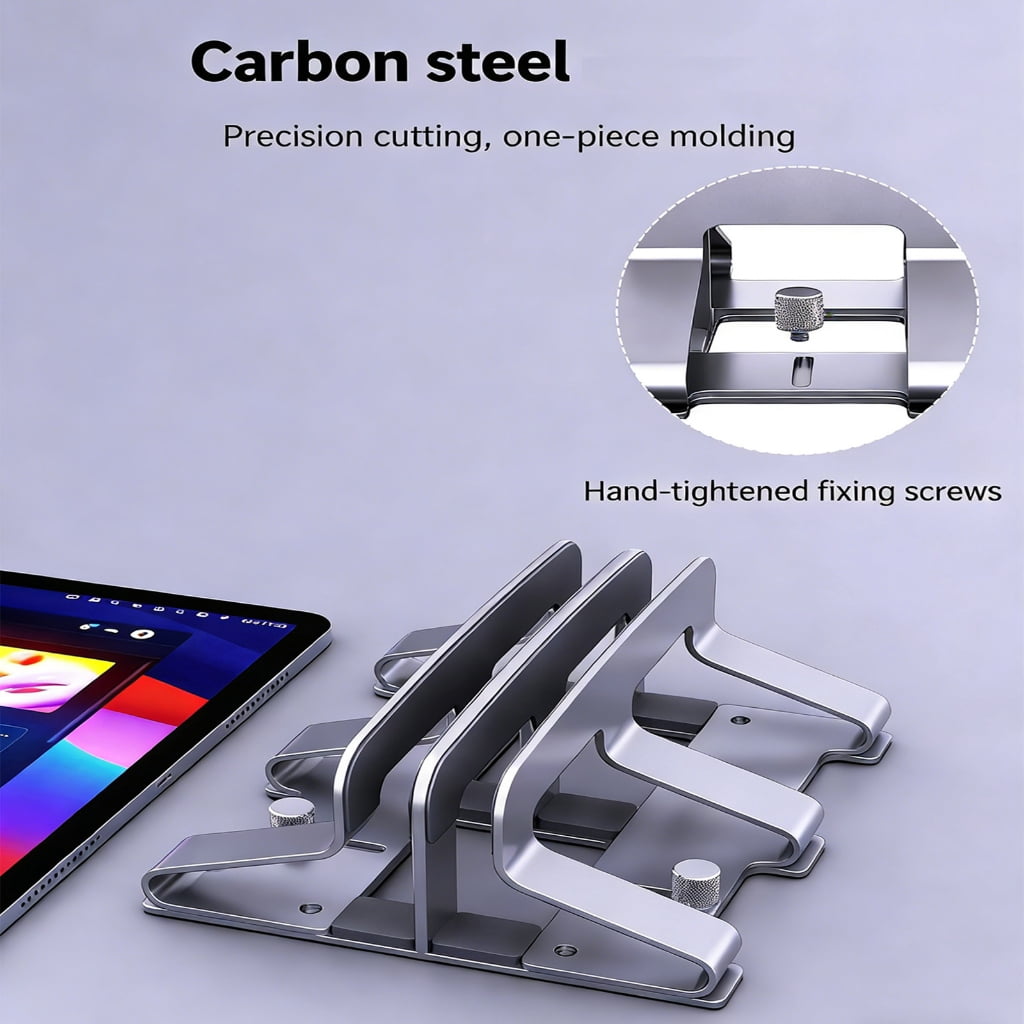 Vertical Laptop Stand 2 Slot Desktop Stand Holder Adjustable Dock Space Saving for Desk Notebook
