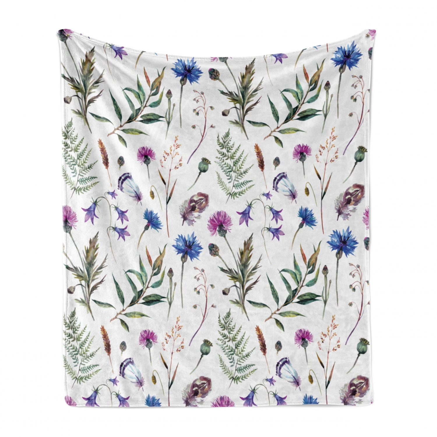 Thistle Soft Flannel Fleece Throw Blanket, Spring Theme HandDrawn