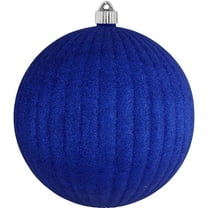 Christmas By Krebs Ornament, Commercial Grade Indoor and Outdoor Shatterproof Plastic, Water Resistant Ball Ornament Decorations (Blue Glitter, 8 inch (200mm) Ribbed)