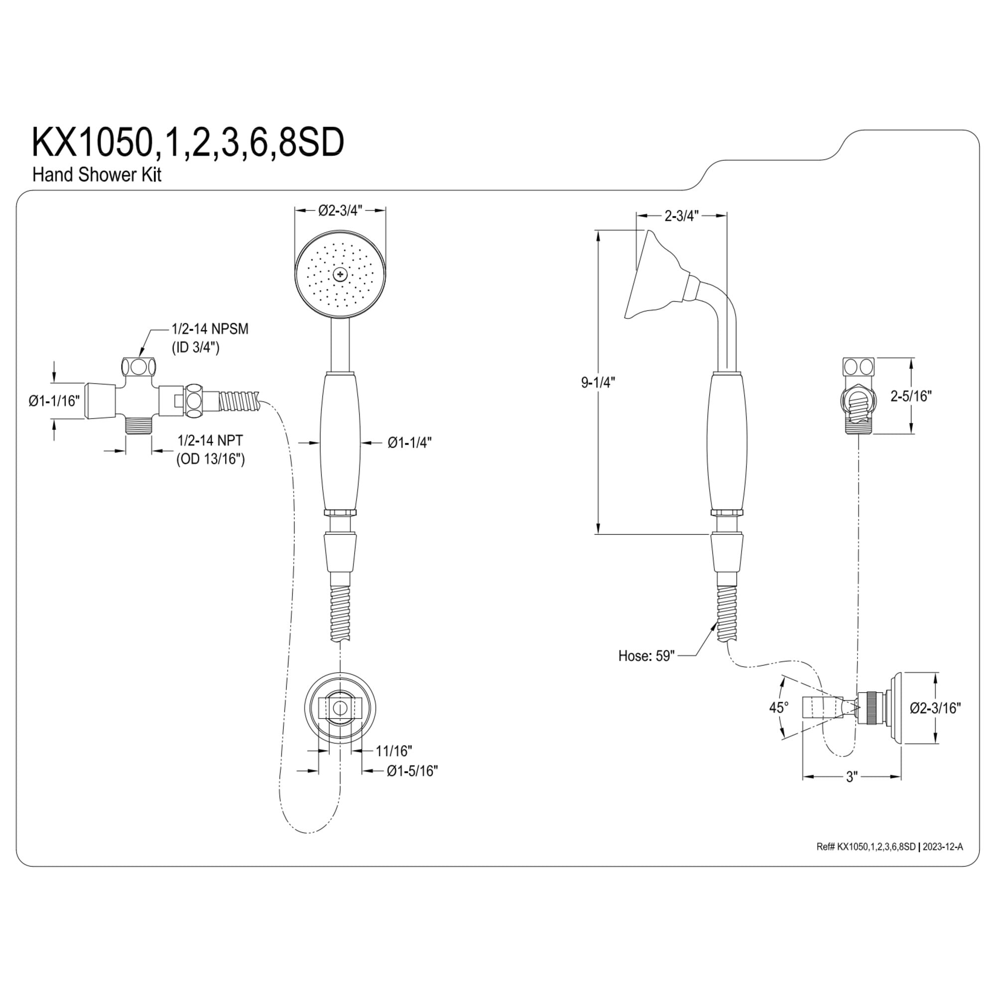 Kingston Brass KX1052SD Victorian Hand Shower Kit, Polished Brass