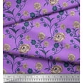 thumbnail image 3 of Soimoi Tissu Popeline de Coton Imprimé Feuilles & Roses Tissu de Couture Yard 56 Pouces de Large, 3 of 3