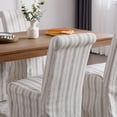 thumbnail image 6 of Dayalane Slipcovered Parsons Dining Chairs Set of 4, Modern Farmhouse High Back Linen Upholstered Chair with Removable Skirted, Classic Wooden Side Kitchen Chairs for Dining Living Room, Khaki Stripe, 6 of 11