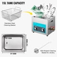 thumbnail image 6 of VEVORbrand 15L Ultrasonic Cleaning Machine 304 Stainless Steel Professional Knob Control Cleaners with HeaterTimer for Jewelry Watch Glasses Circuit Board Dentures Small Parts Dental Instrument, 6 of 9