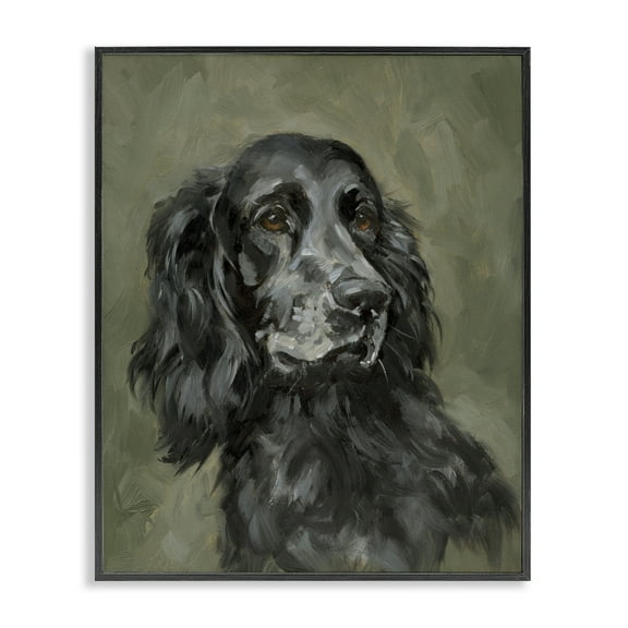 Stupell Industries Black Cocker Spaniel Animals & Insects Painting Black Framed Art Print Wall Art, 11 x 14