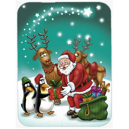 

Santa Claus Christmas with the Penguins Glass Large Cutting Board