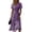 Purple, variant on Minjewel Women's Floral Mini Dress with V-Neck Short Sleeve - Print Summer Dress, Loose Flowy Beach Party Outfit, Comfy Vacation Top,White,3XL
