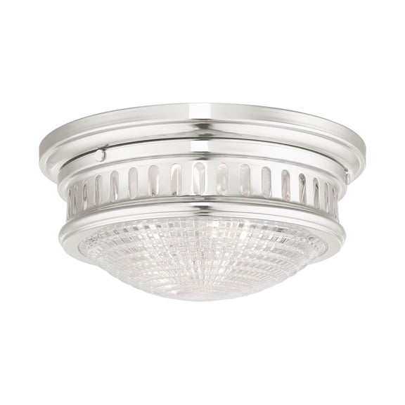 Livex Lighting  2-light Polished Nickel Flush Mount, 73052-35 - 13" Dia. x 5.75" H