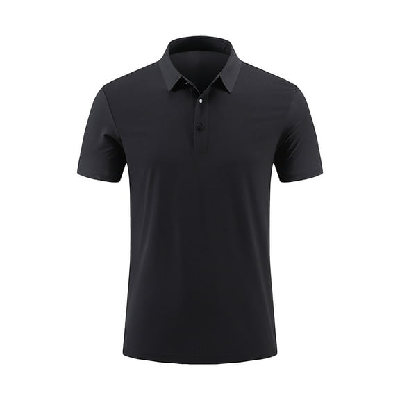 Dagegui Mens Black Athletic Golf Shirt Moisture Wicking Quick-Dry Performance T Shirt Solid Color Short Sleeve Collared Shirts M