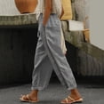 thumbnail image 2 of Women Casual High Waist Pants Drawstring Capri Pants With Pockets Wide Leg Cropped Pants For Women Pants for Women Work Casual Short Womens Work Pants Business Casual Soft Sweatpants for Women Womens, 2 of 5