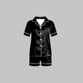 thumbnail image 1 of Pantalons de Pyjama pour Femmes, Hauts à Manches Courtes pour Femmes, Blouse Décontractée pour Enfants Col Rabattu Manches Courtes Mode Ensemble de Pyjama, 1 of 3