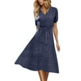 thumbnail image 2 of DailyTrove Women's Belted Denim Midi Dress, Short Sleeve, Casual Work & Weekend Outfit, Mid-Weight Cotton Fabric, 2 of 6