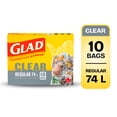 thumbnail image 1 of Glad Clear Garbage Bags - Regular 74 Litres - 10 Trash Bags, 1 of 5