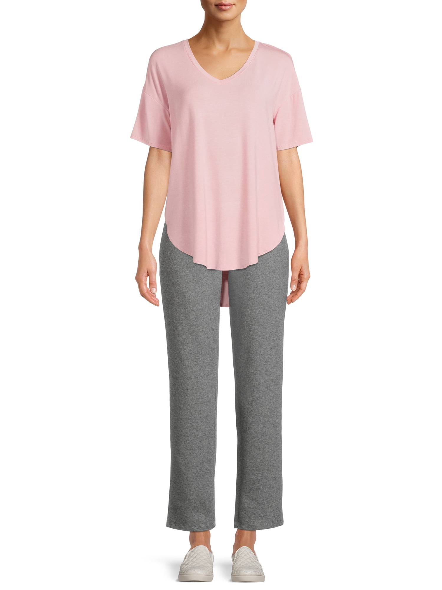 Time and Tru Women's High Rise Drawstring Waist 30" inseam Knit Pants