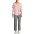 thumbnail image 2 of Time and Tru Women's High Rise Drawstring Waist 30" inseam Knit Pants, 2 of 6