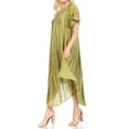 thumbnail image 3 of Sakkas Faye Cap Sleeved Cotton Caftan Cover Up Dress - Green - One Size Regular, 3 of 5