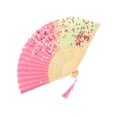 thumbnail image 2 of Antique Folding Fan, Chinese Dance Fan, Bamboo Handheld Fan With Intricate Floral Pattern And Hanging Tassel For Cultural Events, Decor And Traditional Art Enthusiasts, 2 of 6