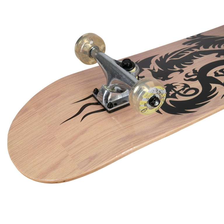 Shop709 Complete Skateboard With Graphic Sprayed Grip (Twin Dragons)