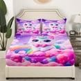 thumbnail image 4 of Erosebridal Cute Cat Unicorn Bed Sheets Set Twin Size , Dreamy Rainbow Love Heart Bedding Sets Twin Size, Breathable 3 Pieces, 4 of 6