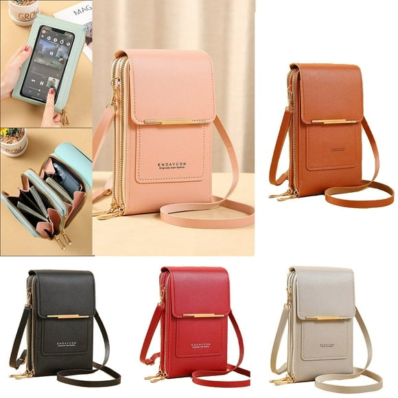 Bolso de Hombro de Piel, Porta Celular con Pantalla Táctil, Compacto | Ligero y Elegante, con Múltiples Compartimentos, Correa de Hombro Incluida | Ideal para Trabajo, Viajes, Reuniones y Eventos