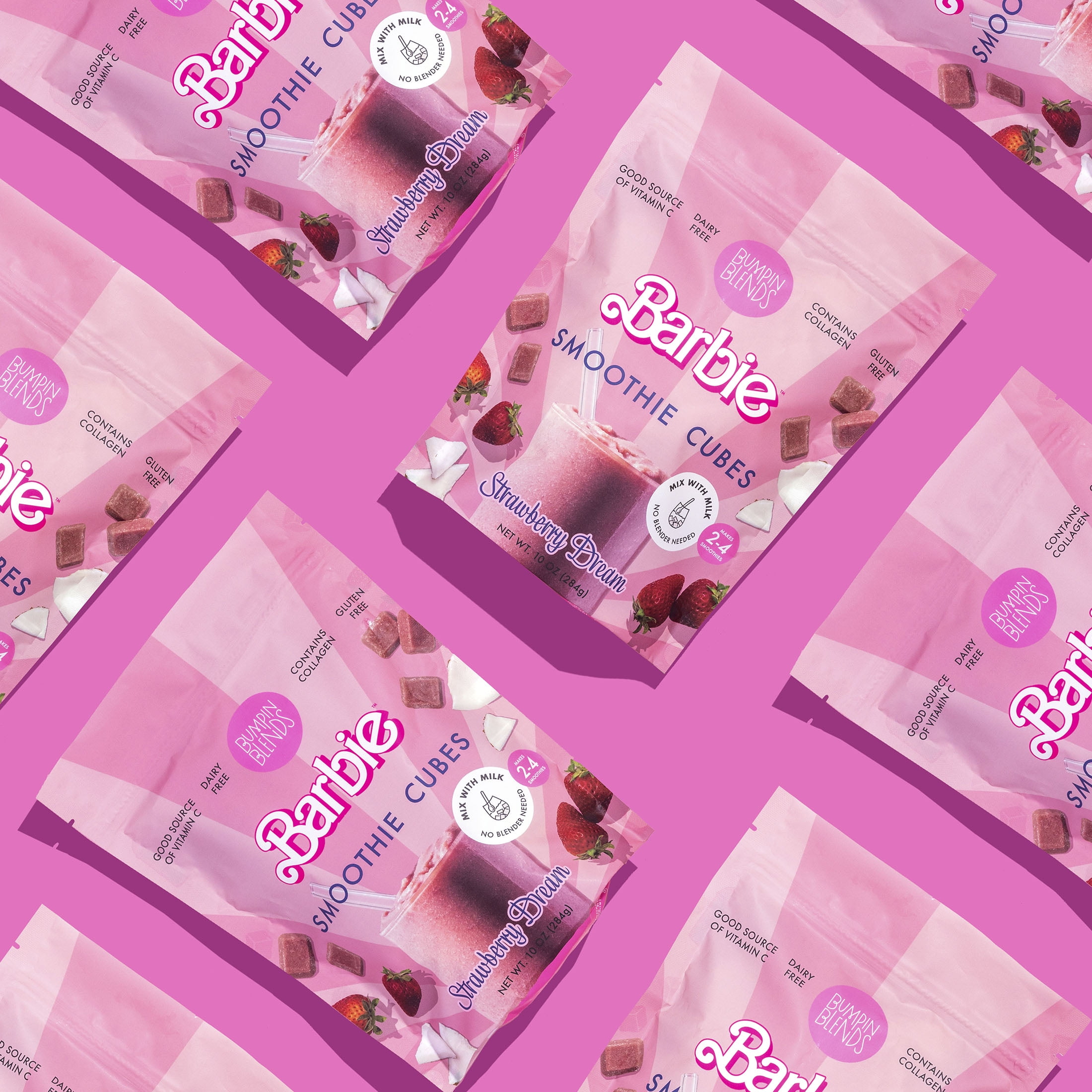 Bumpin Blends Barbie, Supports Skin Vitality, Strawberry Dream, Smoothie Cubes,  10 oz, 2-4 Servings